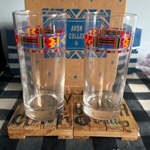 Kente inspired tabletop collection by Avon. Set of 2 drinking glasses/coolers